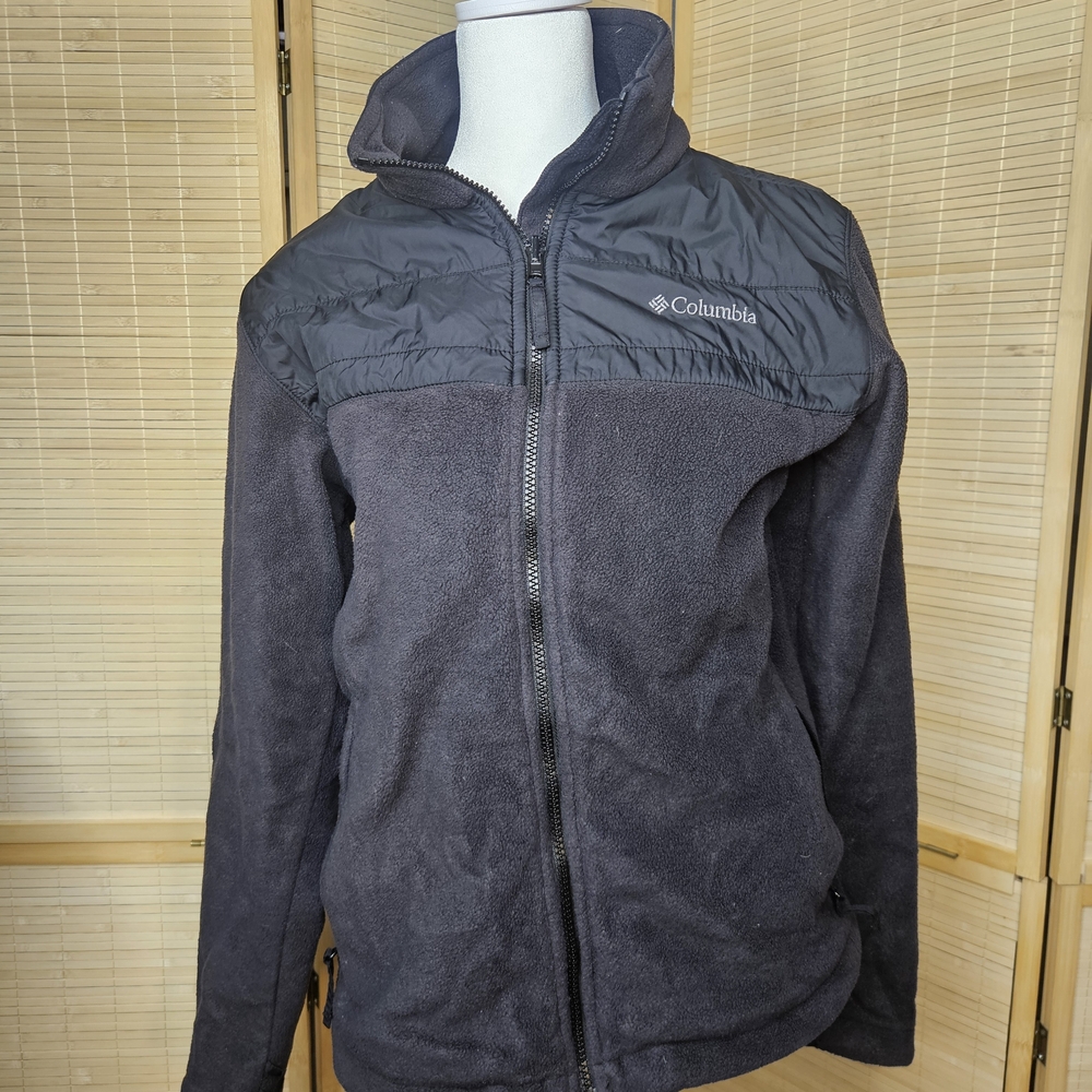 Columbia Women’s Fleece Jacket Black Full Zip Mock Neck Size M